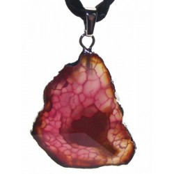 Colourful Agate Crystal Sliced Electroplated Pendant Design 06